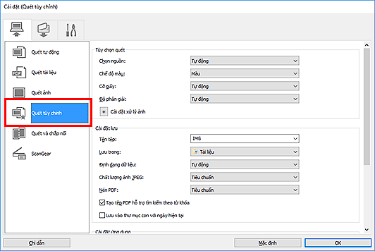 hình: Hộp thoại Cài đặt